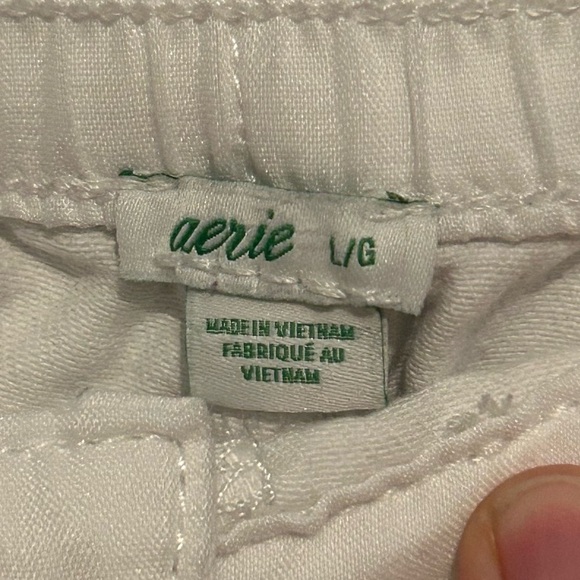 Aerie Relaxed Stretch White Distressed Crop Shorts - Size Large - Picture 4 of 5